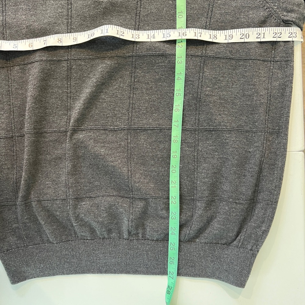 Mens L Charcoal Heather Half Zip Mock Neck Sweater Ribbed Collar Cozy Knit - Picture 6 of 7